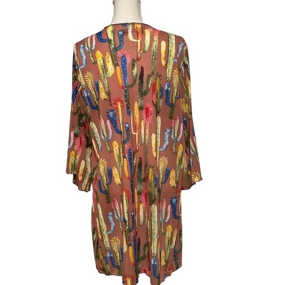 L & B LUCKY & BLESSED COLORFUL CACTUS SHEER KIMONO SIZE MEDIUM - Picture 3 of 9